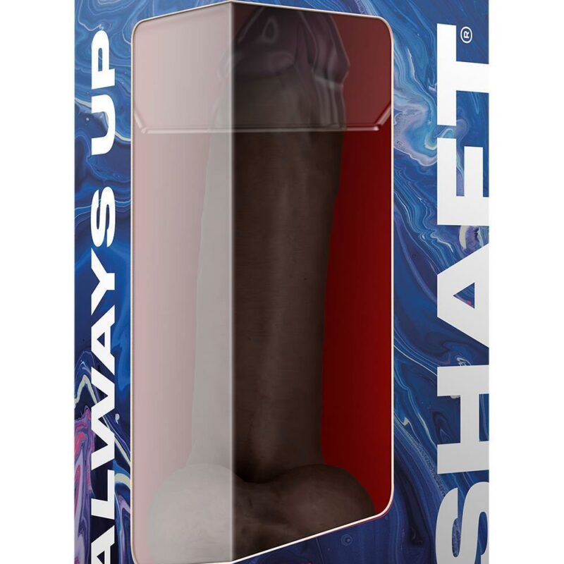 Shaft Model C – realistinis silikoninis dildo su sėklidėmis (9.5 colių, mahogany)