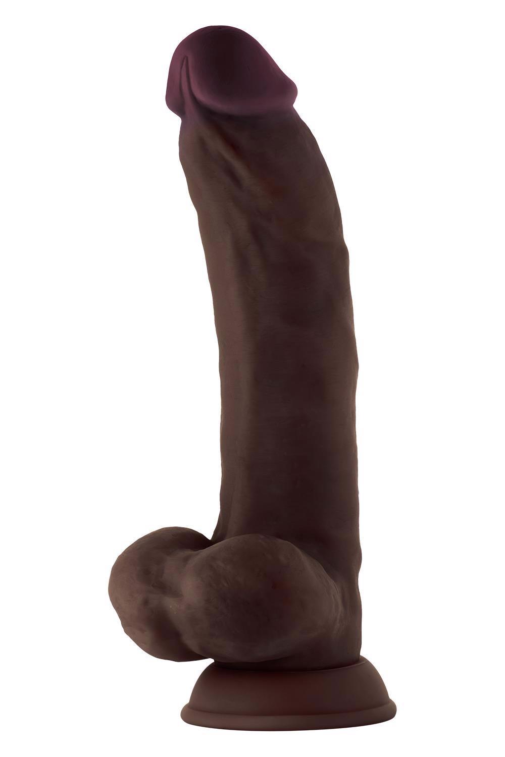 Shaft Model C – realistinis silikoninis dildo su sėklidėmis (9.5 colių, mahogany) - Image 2