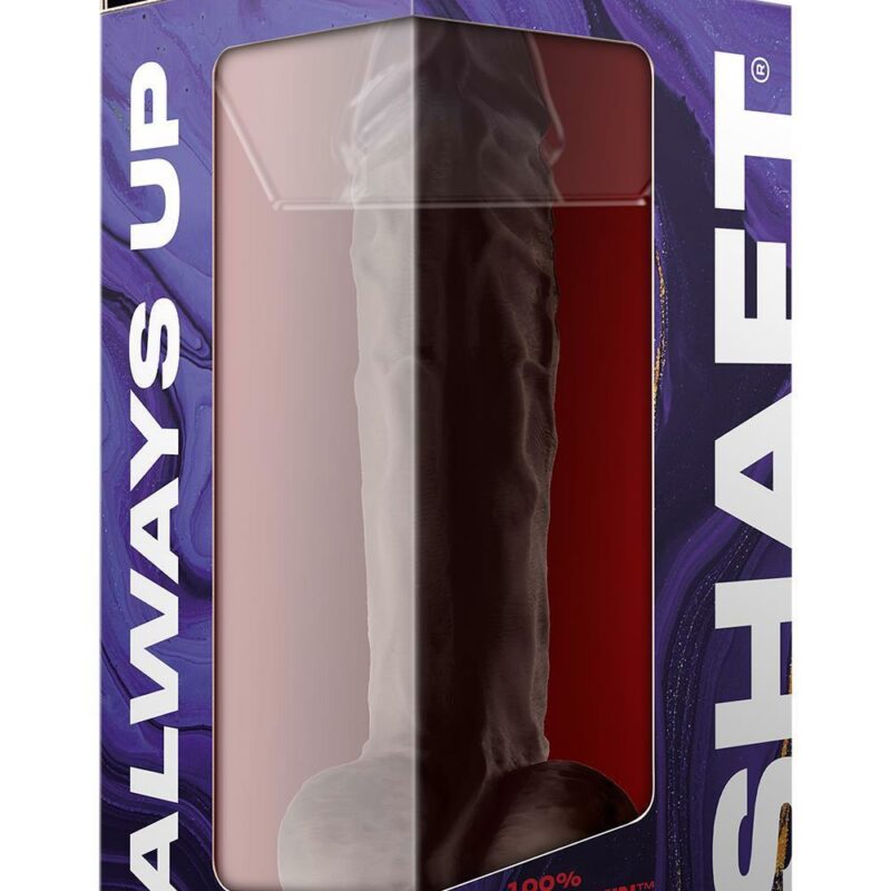 Shaft Model A – realistinis silikoninis dildo su sėklidėmis (10.5 colių, mahogany)