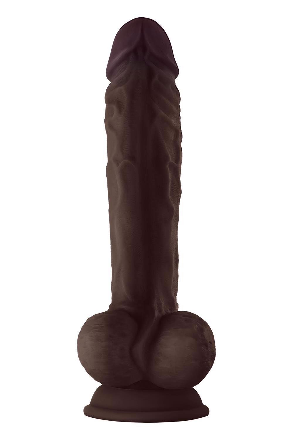 Shaft Model A – realistinis silikoninis dildo su sėklidėmis (10.5 colių, mahogany) - Image 3