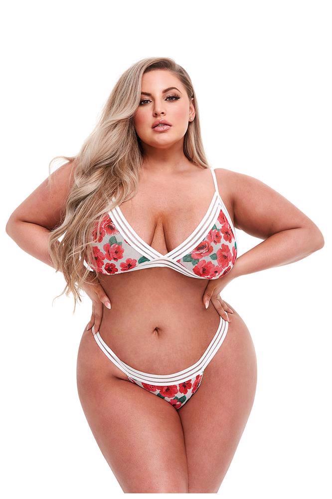 Baltas nėriniuotas apatinio trikotažo komplektas (XL)