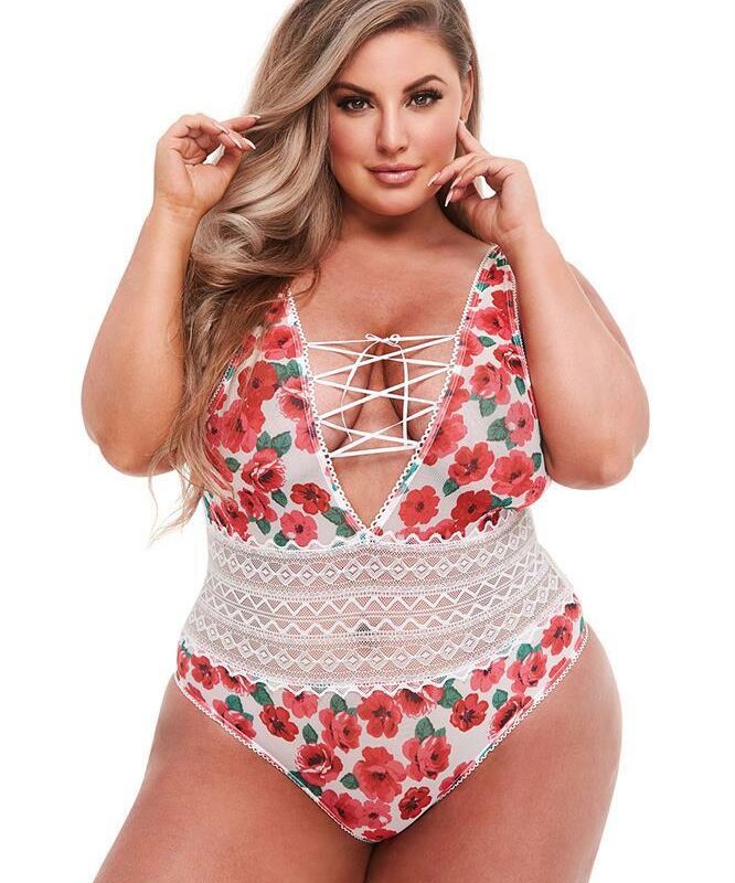 Baltas erotiškas glaustinukas (Teddy) (XL)