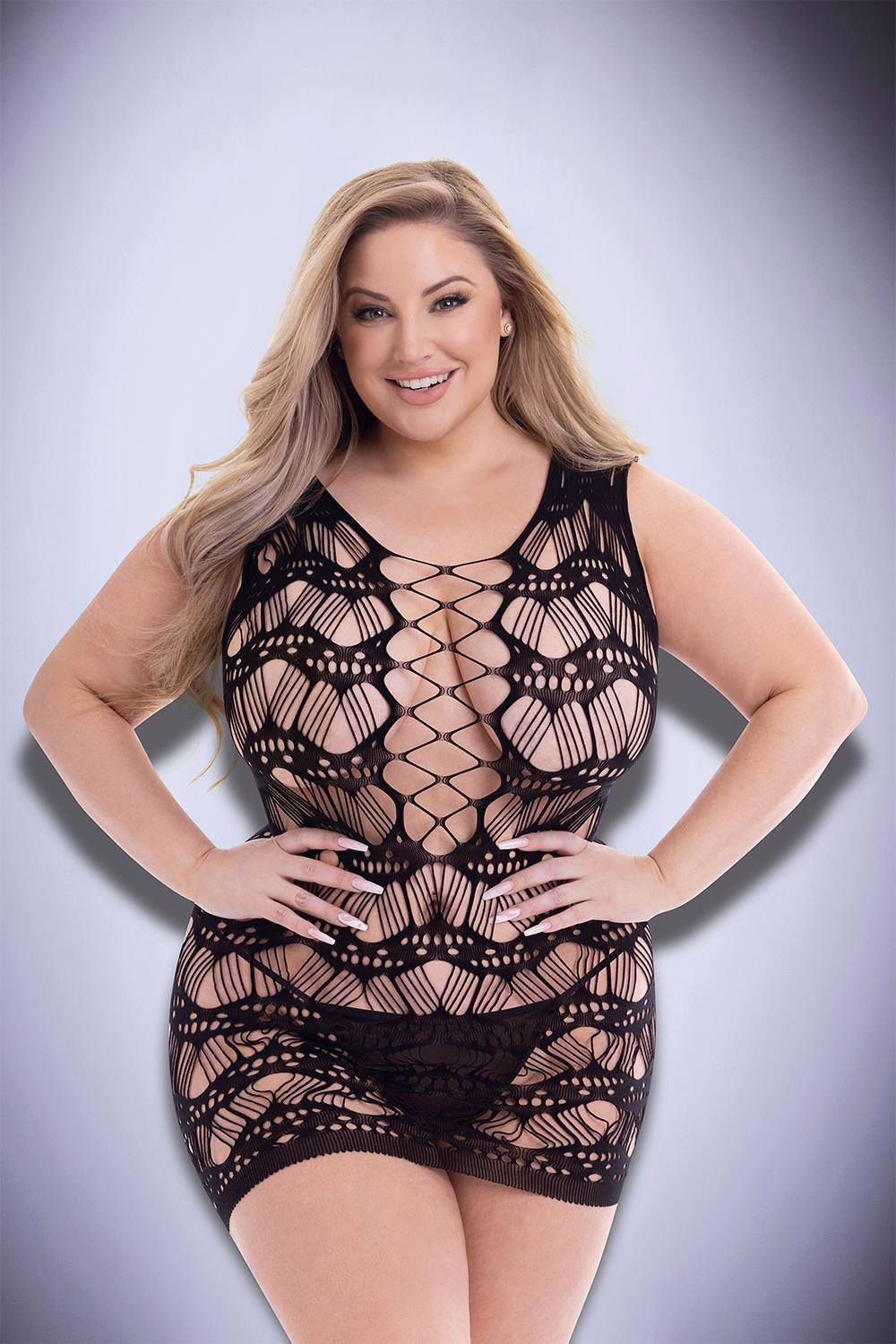 Baci Corset Front Lace Mini Dress Black – juodas erotiška suknelė (plius dydis) - Image 3