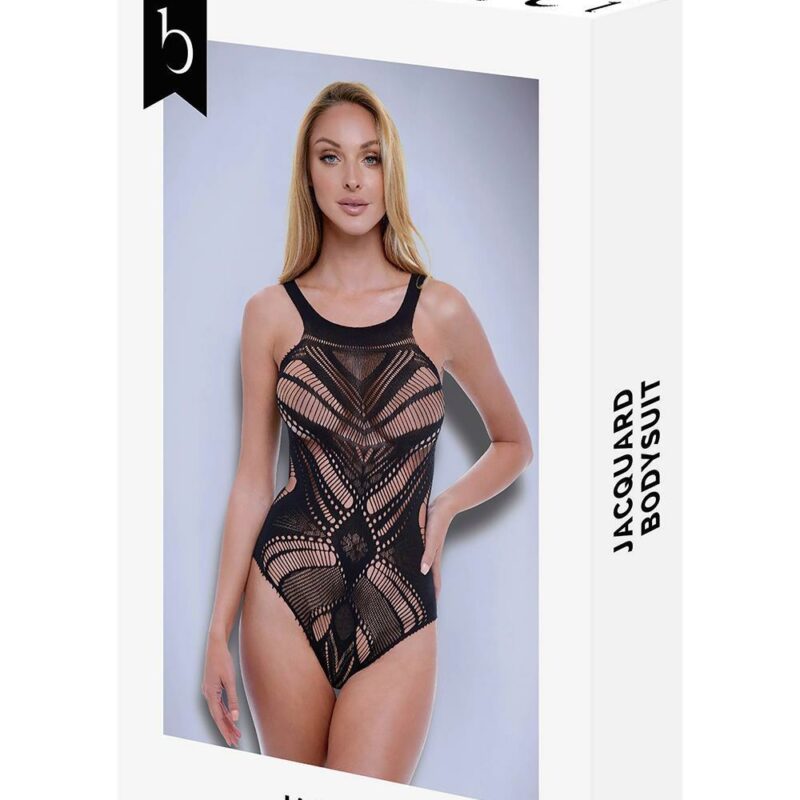 Baci Jacquard Bodysuit Black – juodas gundantis glaustinukas (bodis) (vienas dydis)