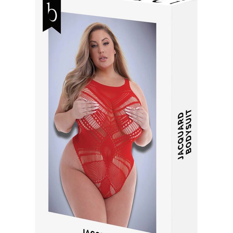 Baci Jacquard Bodysuit Red – raudonas gundantis glaustinukas (bodis) (plius dydis)