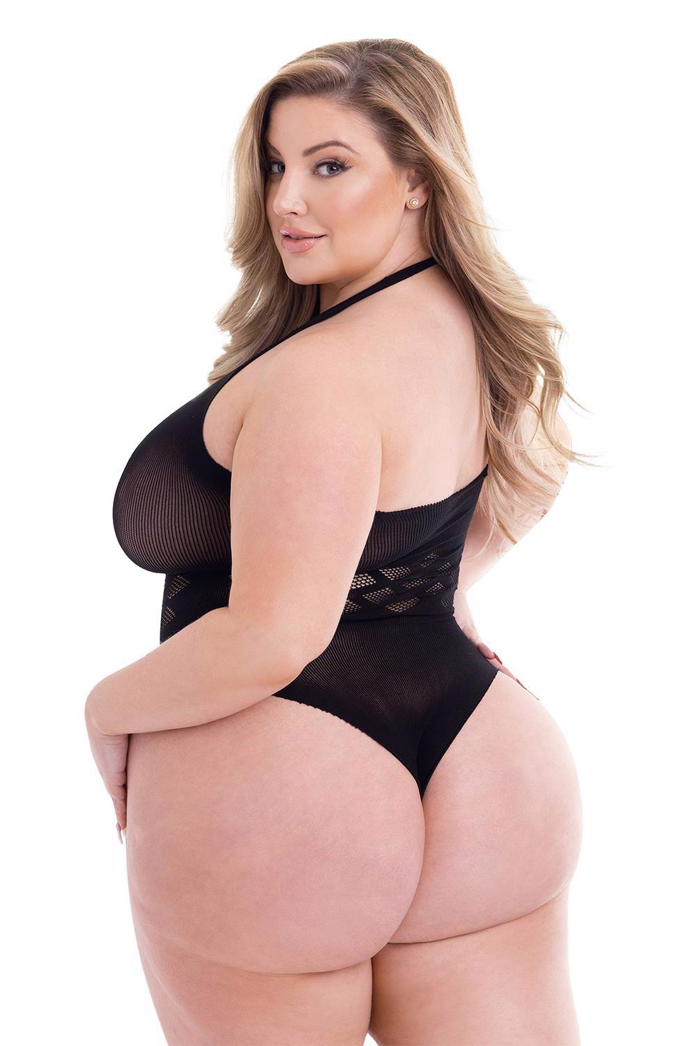 Baci Jacquard Bodysuit Black – juodas gundantis glaustinukas (bodis) (plius dydis) - Image 5