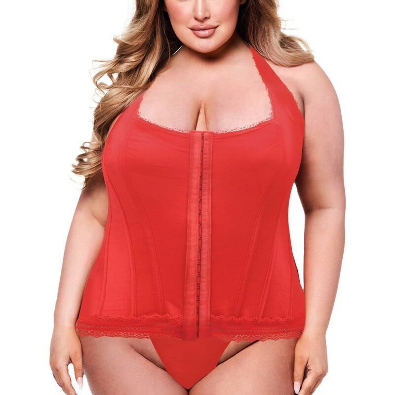 Baci Bustier Red – raudonas prabangus korsetas-biustjė (3XL/4XL dydis)