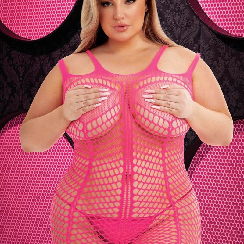 Lapdance – gundanti mini suknelė – rožinis (plius dydis)