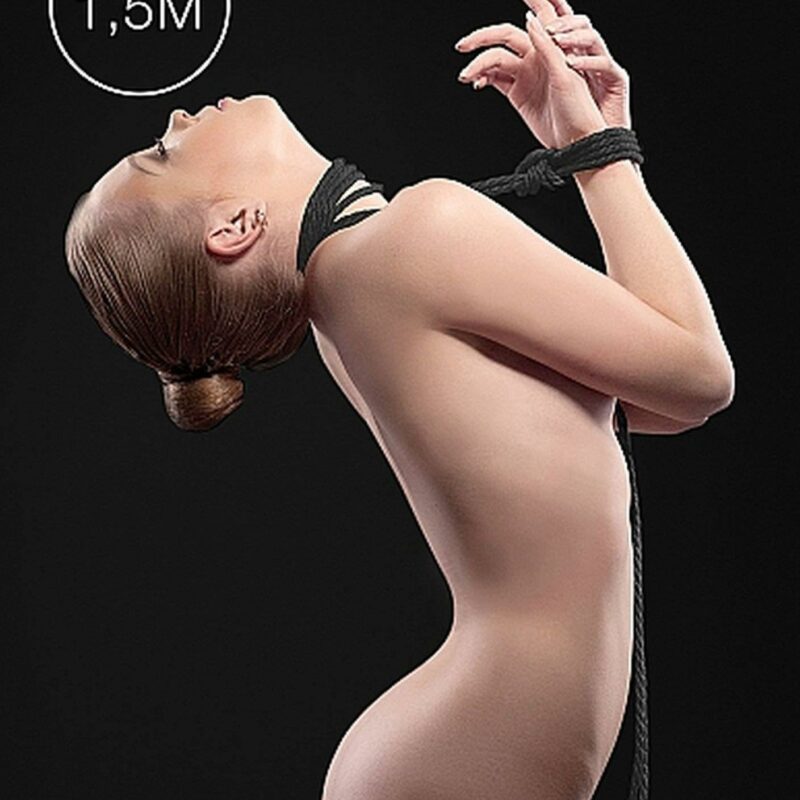 Minkšta bondage virvė (1,5 m, juoda)