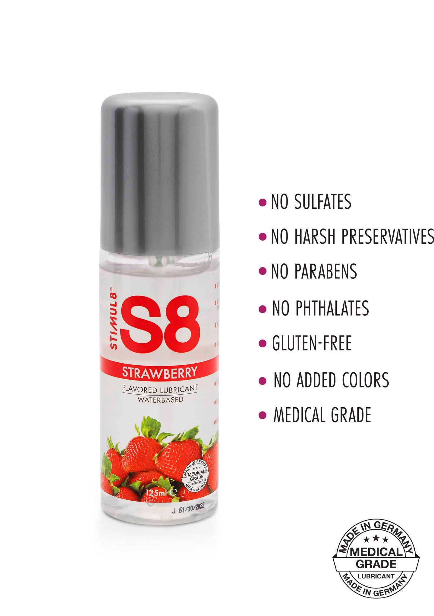 S8 WB Flavored Lube – braškių skonio lubrikantas (125 ml) - Image 2