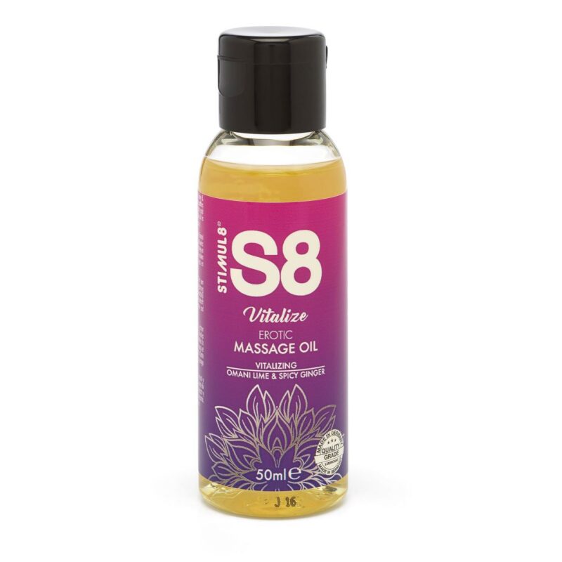 S8 Massage Oil – masažo aliejus (laimas ir imbieras, 50 ml)