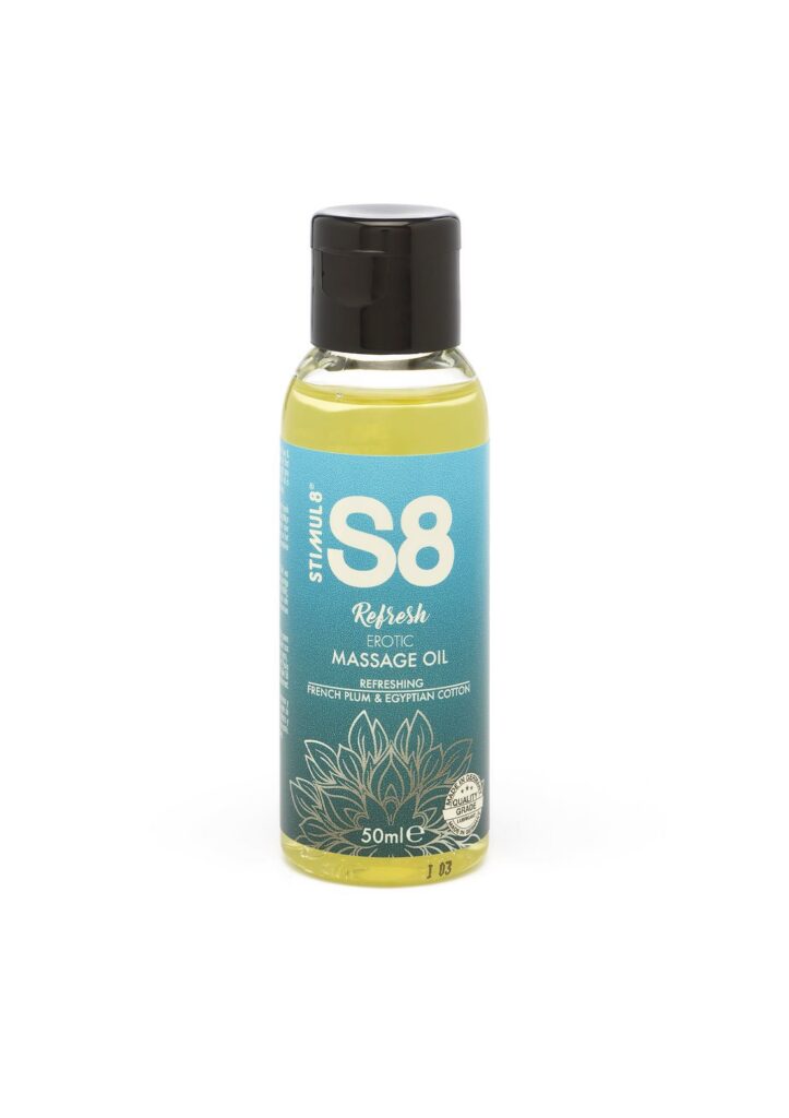 S8 Massage Oil – prabangus masažo aliejus (Plum & Cotton, 50 ml)