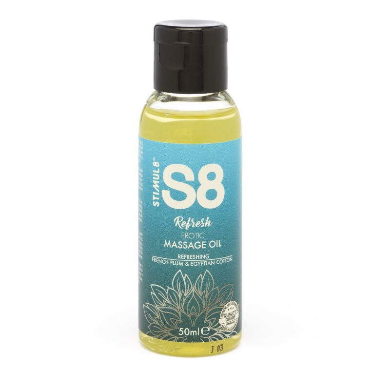 S8 Massage Oil – prabangus masažo aliejus (Plum & Cotton, 50 ml)
