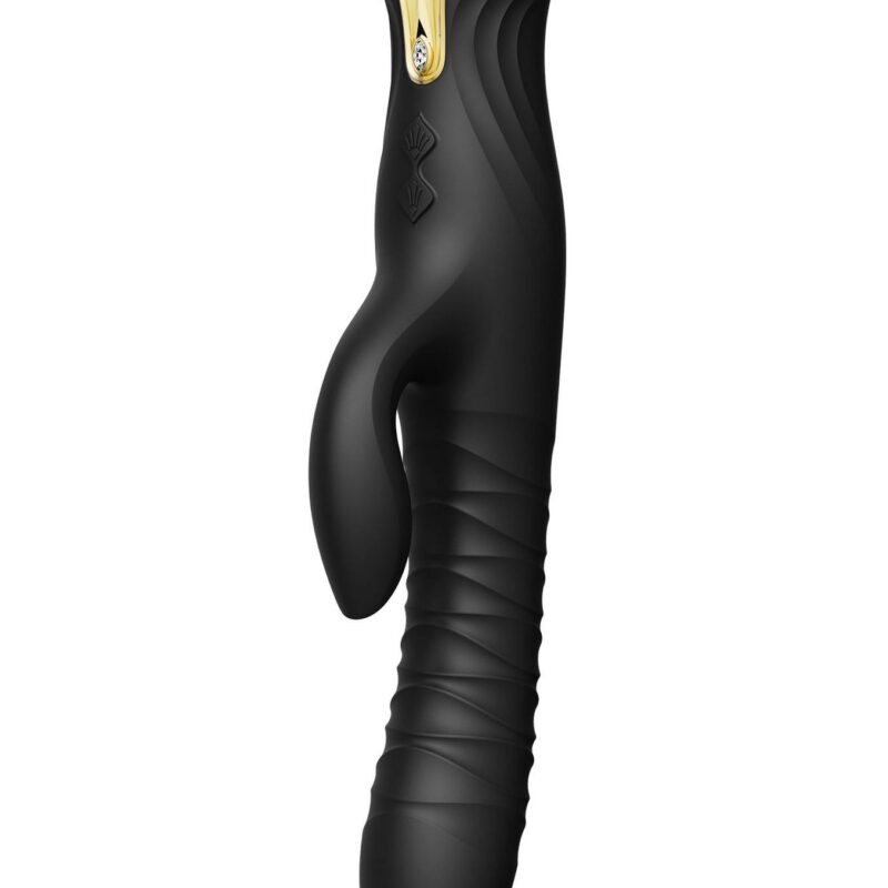 Mose – vibruojantis stimuliatorius su stūmoklio funkcija (juodas)